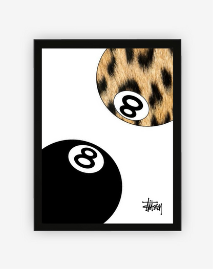 Stüssy 8Ball mit Leopardmuster Poster