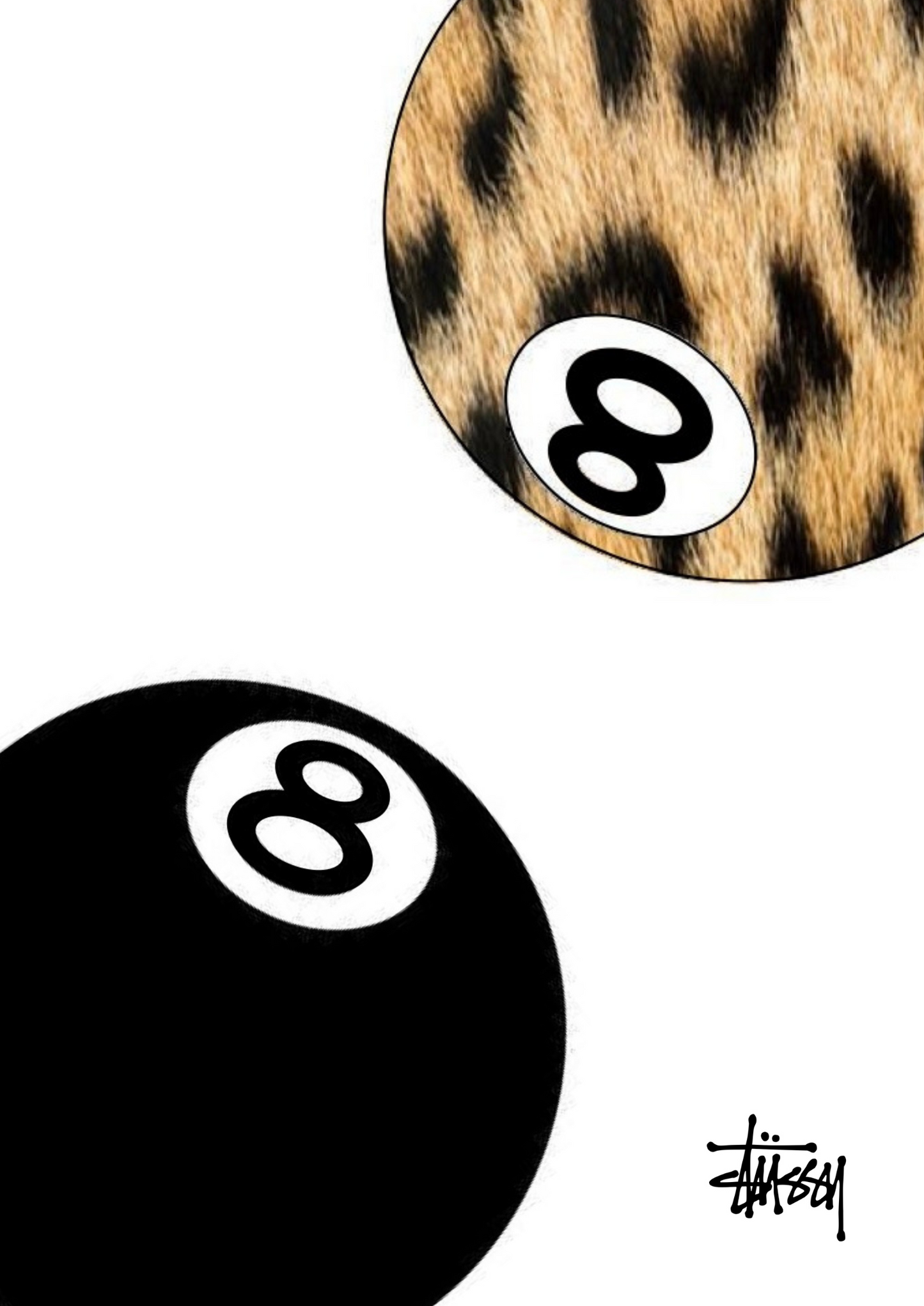 Stüssy 8Ball mit Leopardmuster Poster